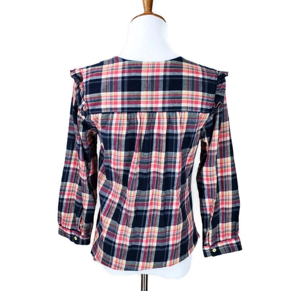 Anthropologie Isabella Sinclair Womens Plaid Flannel Pop Over Blouse SZ XS - Picture 5 of 16
